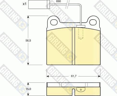 Girling 6112522 - Brake Pad Set, disc brake www.autospares.lv