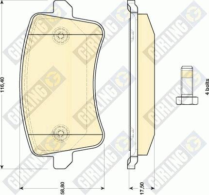 Girling 6117651 - Тормозные колодки, дисковые, комплект www.autospares.lv