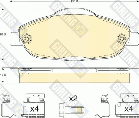 Girling 6117614 - Bremžu uzliku kompl., Disku bremzes autospares.lv