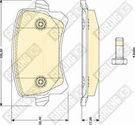 Girling 6117631 - Тормозные колодки, дисковые, комплект www.autospares.lv