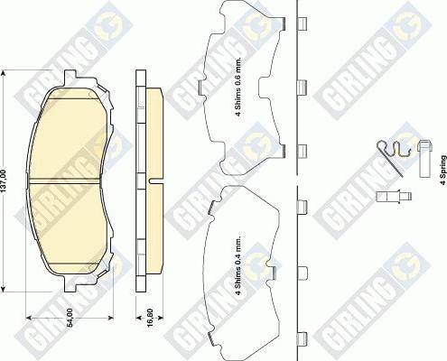 Girling 6134699 - Bremžu uzliku kompl., Disku bremzes autospares.lv