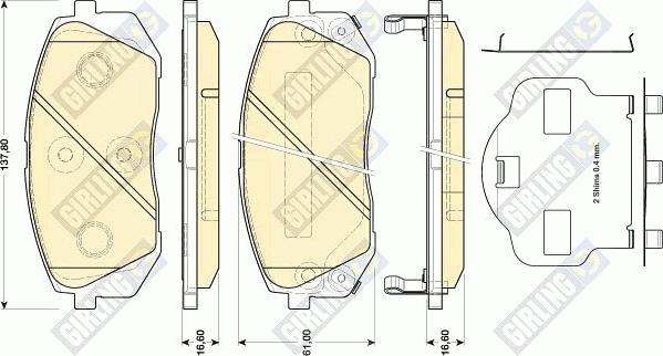 Girling 6134619 - Bremžu uzliku kompl., Disku bremzes autospares.lv