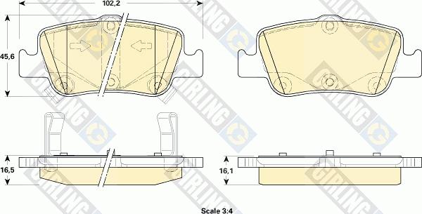 Girling 6134804 - Bremžu uzliku kompl., Disku bremzes autospares.lv