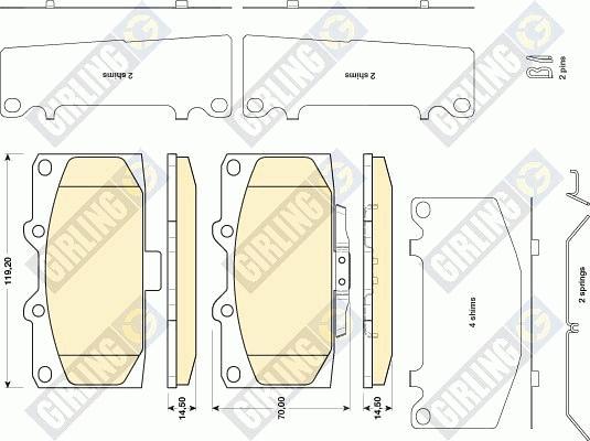 Girling 6134709 - Bremžu uzliku kompl., Disku bremzes www.autospares.lv