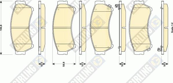 Girling 6135019 - Bremžu uzliku kompl., Disku bremzes www.autospares.lv