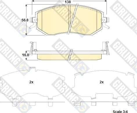 Girling 6135199 - Bremžu uzliku kompl., Disku bremzes www.autospares.lv