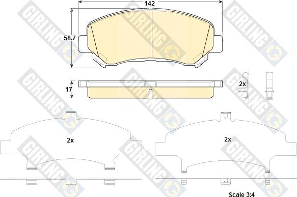 Girling 6135219 - Bremžu uzliku kompl., Disku bremzes www.autospares.lv