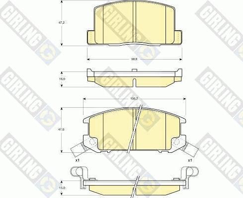 Girling 6130589 - Тормозные колодки, дисковые, комплект www.autospares.lv