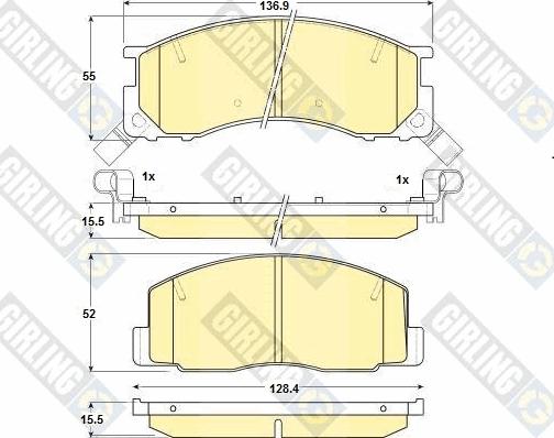 Girling 6130869 - Тормозные колодки, дисковые, комплект www.autospares.lv