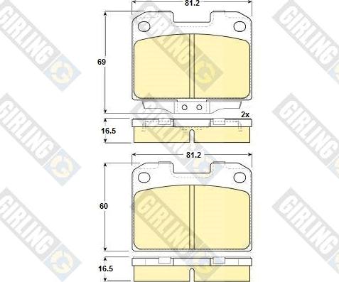 Girling 6131049 - Bremžu uzliku kompl., Disku bremzes www.autospares.lv