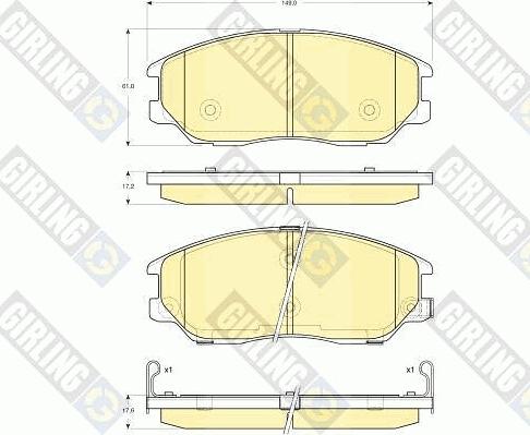 Girling 6133609 - Тормозные колодки, дисковые, комплект www.autospares.lv