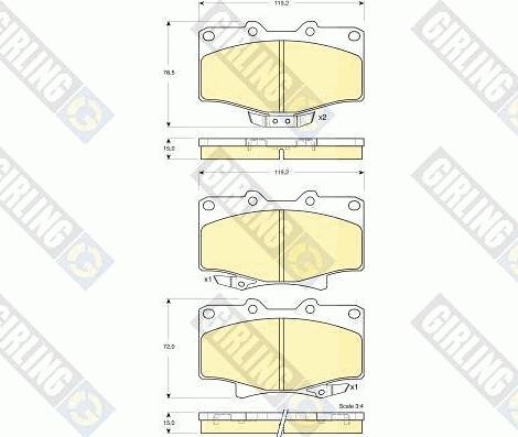 Girling 6133839 - Тормозные колодки, дисковые, комплект www.autospares.lv