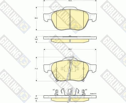 Girling 6133352 - Bremžu uzliku kompl., Disku bremzes autospares.lv