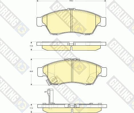 Girling 6132909 - Тормозные колодки, дисковые, комплект www.autospares.lv