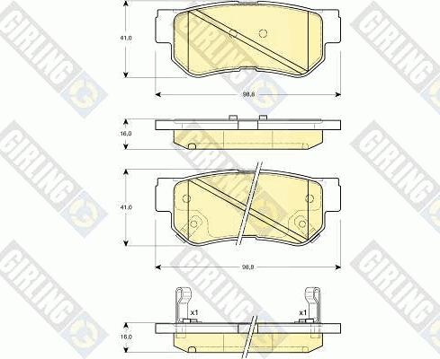 Girling 6132829 - Тормозные колодки, дисковые, комплект www.autospares.lv