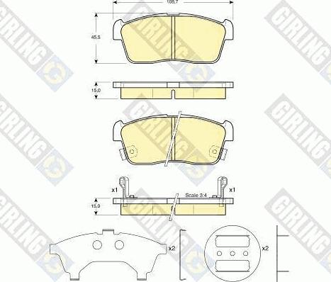 Girling 6132369 - Bremžu uzliku kompl., Disku bremzes www.autospares.lv