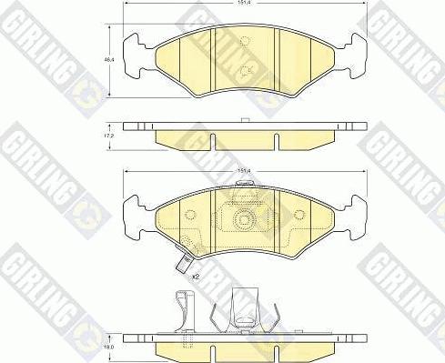 Girling 6132242 - Тормозные колодки, дисковые, комплект www.autospares.lv