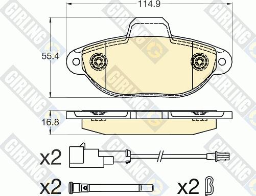 Girling 6120411 - Bremžu uzliku kompl., Disku bremzes www.autospares.lv