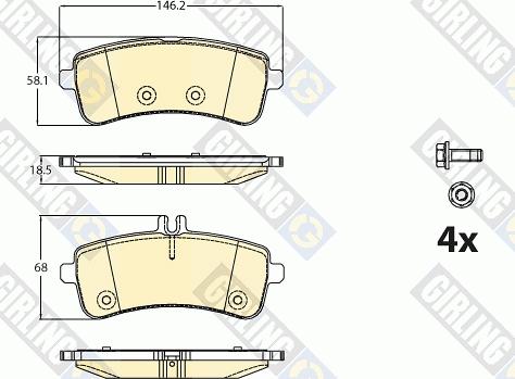 Girling 6120791 - Тормозные колодки, дисковые, комплект www.autospares.lv