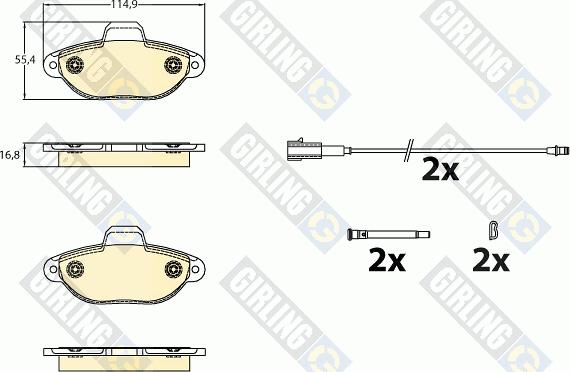 Girling 6121413 - Bremžu uzliku kompl., Disku bremzes www.autospares.lv