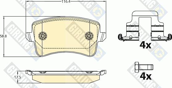 Girling 6121071 - Bremžu uzliku kompl., Disku bremzes www.autospares.lv