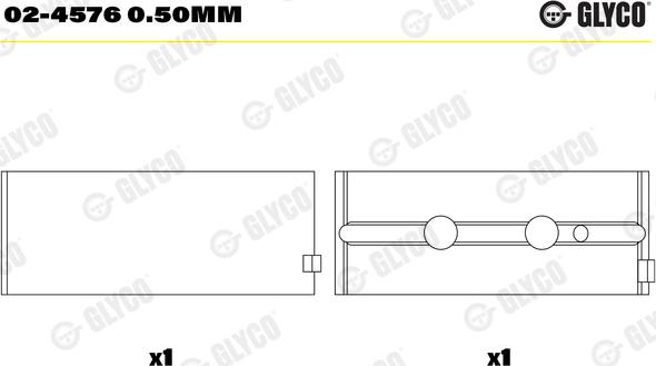 Glyco 02-4576 0.50mm - Kloķvārpstas gultnis www.autospares.lv