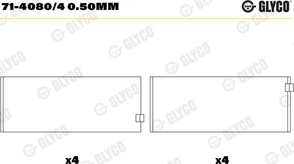 Glyco 71-4080/4 0.50mm - Klaņa gultnis www.autospares.lv