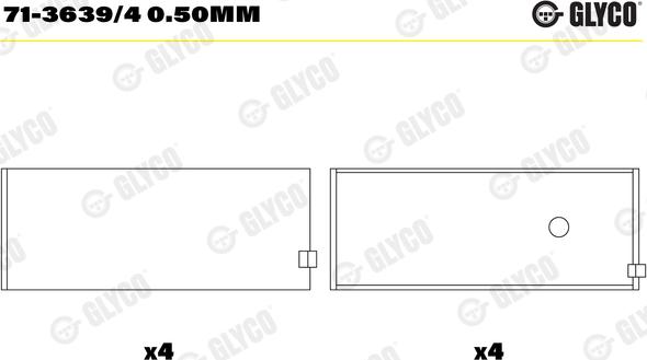 Glyco 71-3639/4 0.50mm - Klaņa gultnis www.autospares.lv