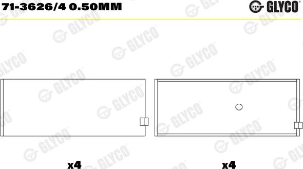 Glyco 71-3626/4 0.50mm - Klaņa gultnis www.autospares.lv