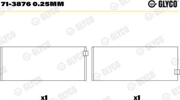 Glyco 71-3876 0.25mm - Klaņa gultnis www.autospares.lv