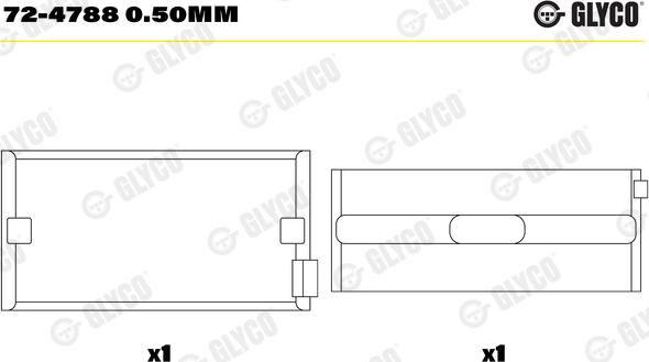 Glyco 72-4788 0.50mm - Kloķvārpstas gultnis www.autospares.lv