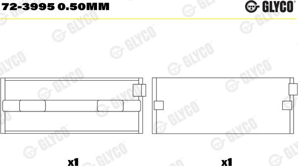 Glyco 72-3995 0.50mm - Kloķvārpstas gultnis www.autospares.lv