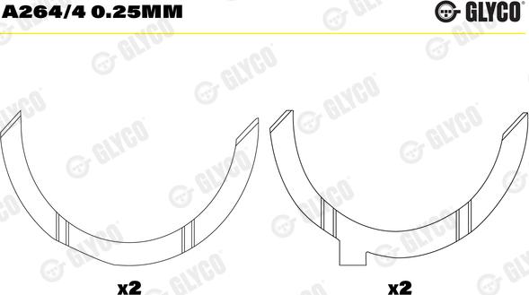 Glyco A264/4 0.25mm - Distancpaplāksne, Kloķvārpsta www.autospares.lv