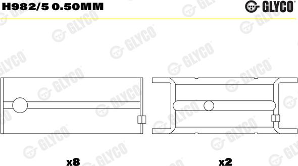 Glyco H982/5 0.50mm - Kloķvārpstas gultnis www.autospares.lv