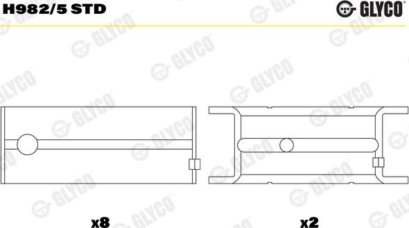 Glyco H982/5 STD - Kloķvārpstas gultnis www.autospares.lv