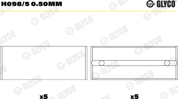 Glyco H098/5 0.50mm - Kloķvārpstas gultnis www.autospares.lv