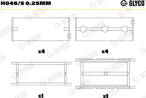 Glyco H046/5 0.25mm - Kloķvārpstas gultnis www.autospares.lv