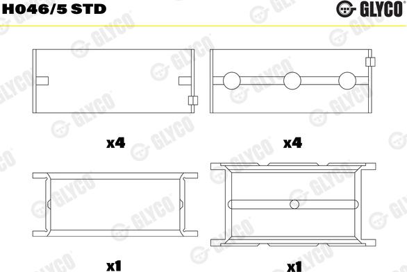 Glyco H046/5 STD - Kloķvārpstas gultnis www.autospares.lv