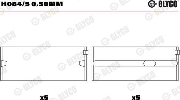 Glyco H084/5 0.50mm - Kloķvārpstas gultnis www.autospares.lv