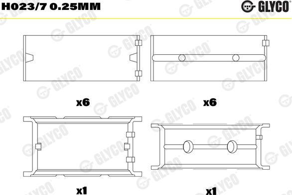 Glyco H023/7 0.25mm - Kloķvārpstas gultnis www.autospares.lv