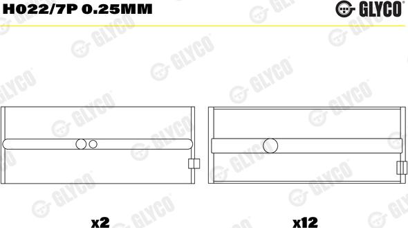 Glyco H022/7P 0.25mm - Kloķvārpstas gultnis www.autospares.lv