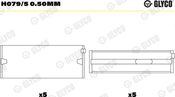 Glyco H079/5 0.50mm - Kloķvārpstas gultnis www.autospares.lv