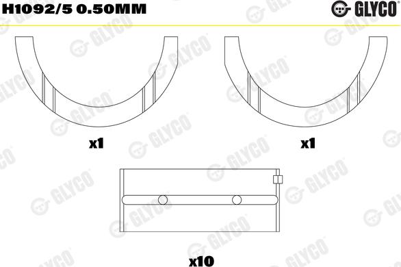 Glyco H1092/5 0.50mm - Kloķvārpstas gultnis www.autospares.lv