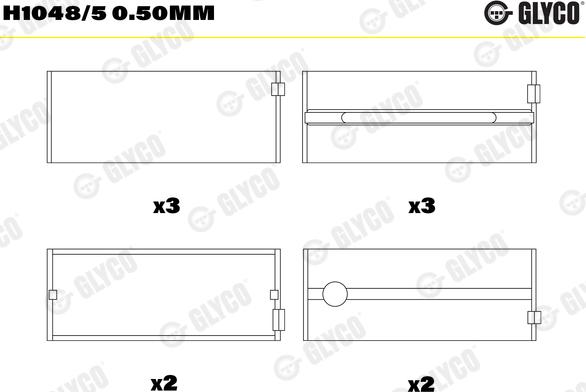 Glyco H1048/5 0.50mm - Kloķvārpstas gultnis www.autospares.lv