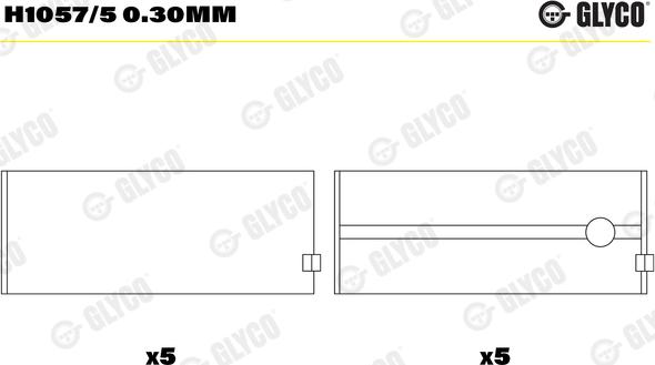 Glyco H1057/5 0.30mm - Kloķvārpstas gultnis www.autospares.lv