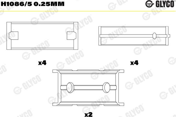 Glyco H1086/5 0.25mm - Kloķvārpstas gultnis www.autospares.lv