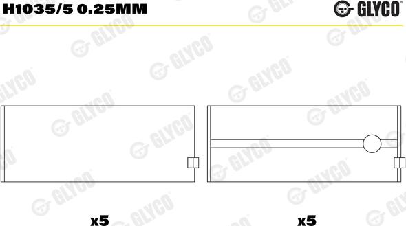 Glyco H1035/5 0.25mm - Kloķvārpstas gultnis www.autospares.lv