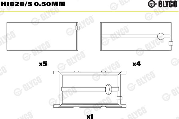 Glyco H1020/5 0.50mm - Kloķvārpstas gultnis www.autospares.lv