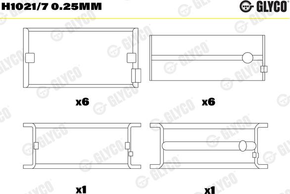 Glyco H1021/7 0.25mm - Kloķvārpstas gultnis www.autospares.lv