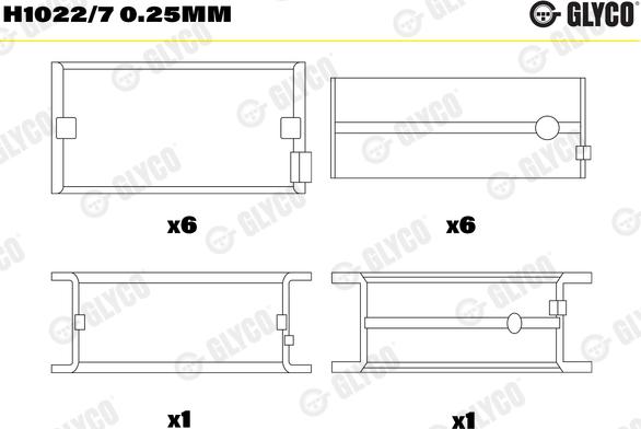 Glyco H1022/7 0.25mm - Kloķvārpstas gultnis www.autospares.lv